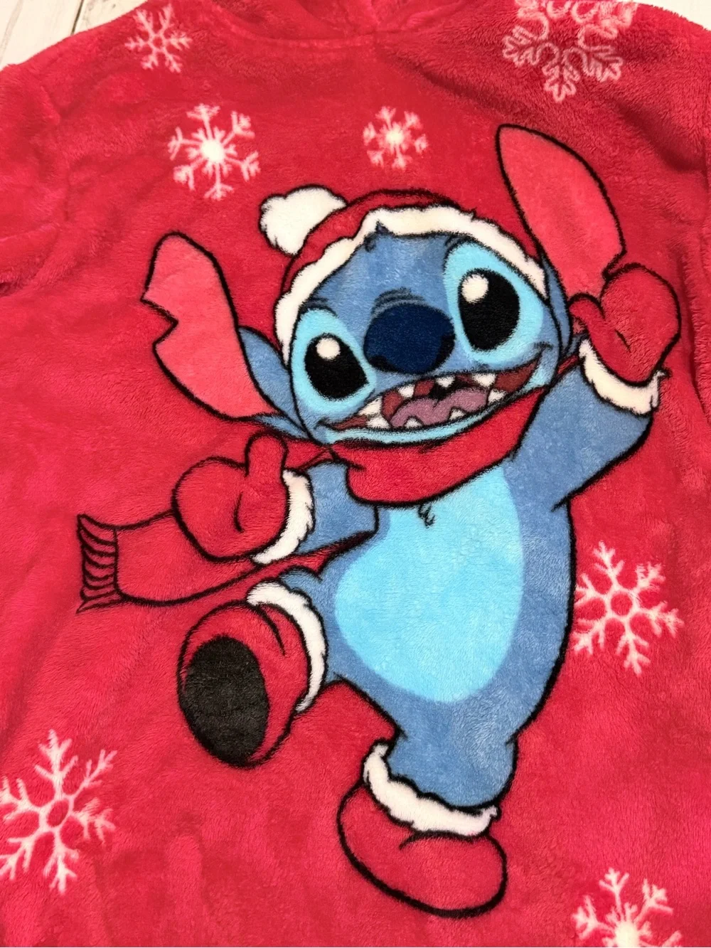 Disney Stitch Red Holiday Plush Hoodie